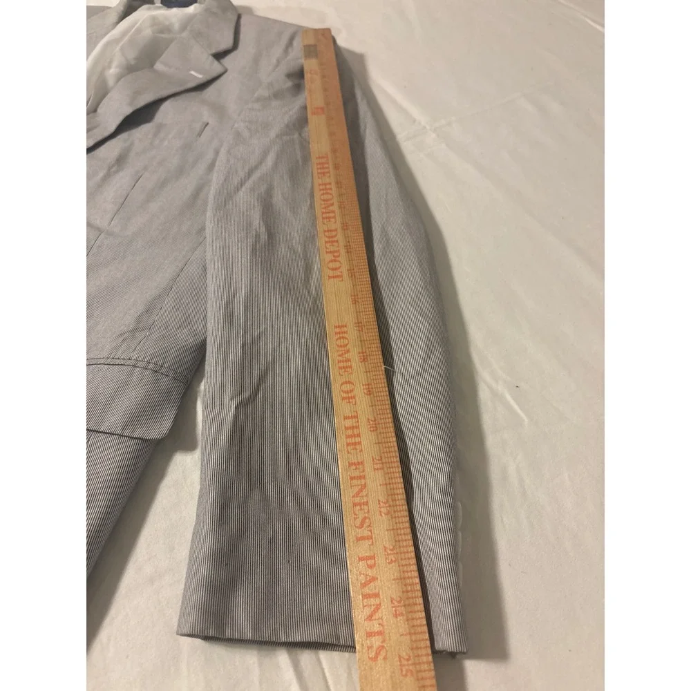 Haspel Seersucker Blazer Mens 42L Grey Striped  2-Button